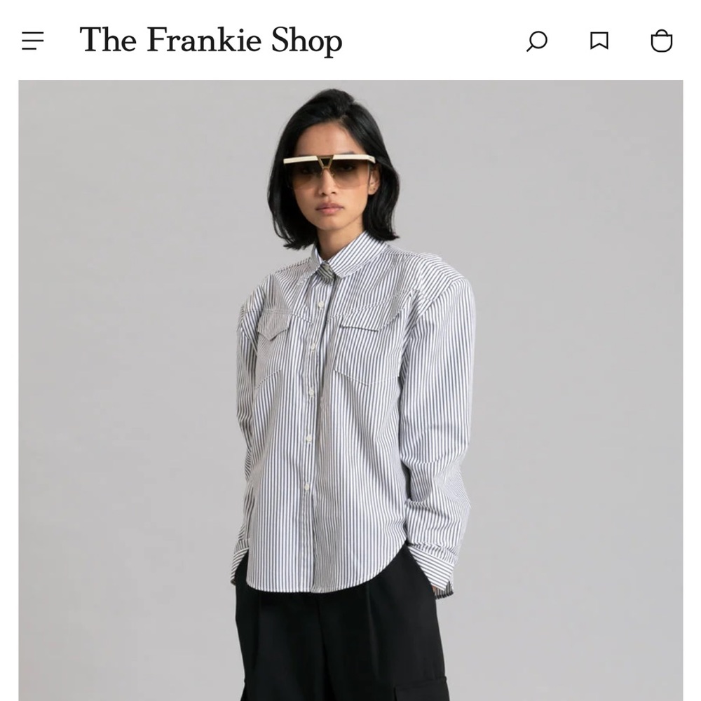 THE FRANKIE SHOP JEANNE PADDED SHIRT - BLACK STRIPE